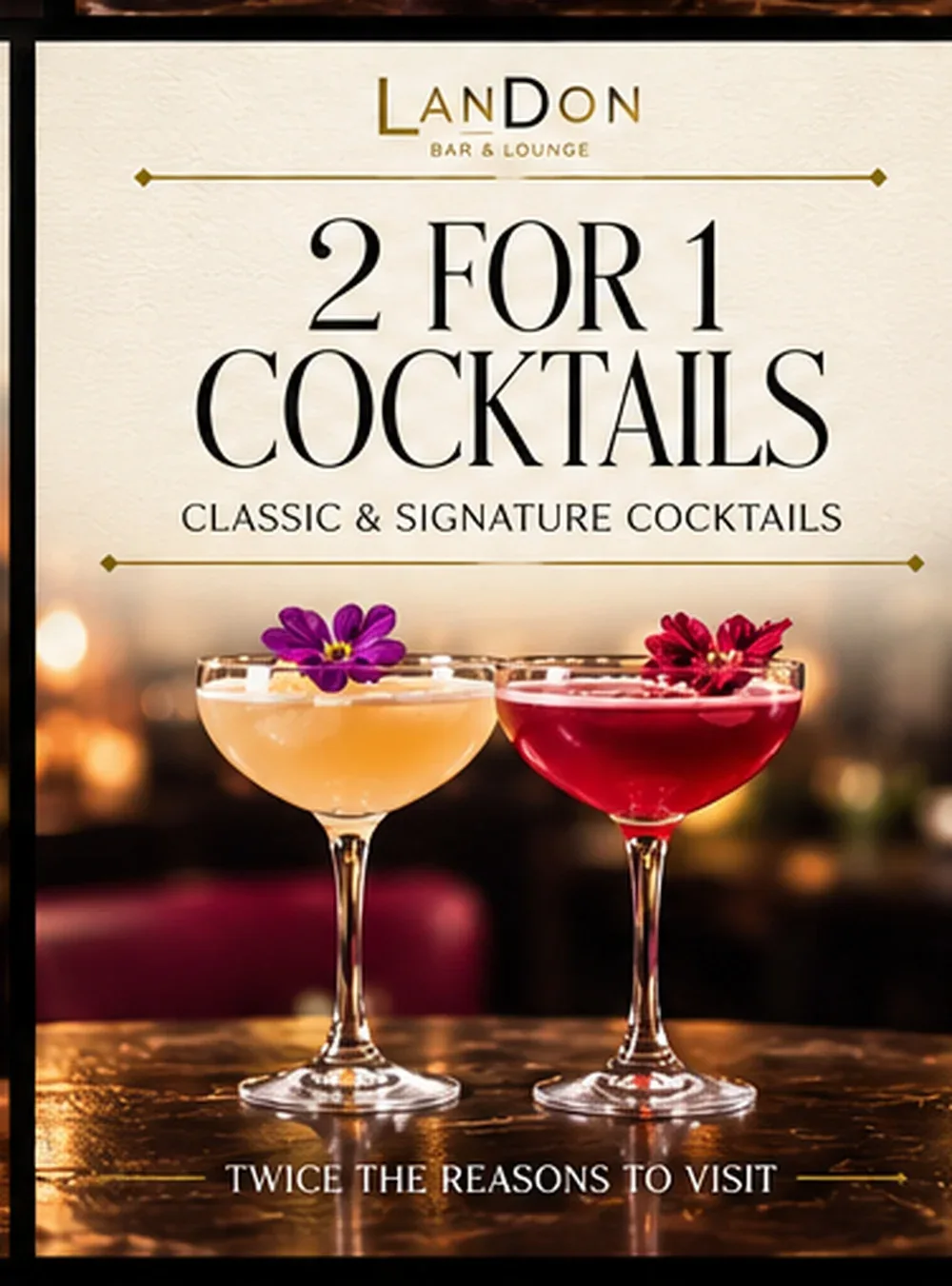 2-for-1 Cocktails promotional artwork